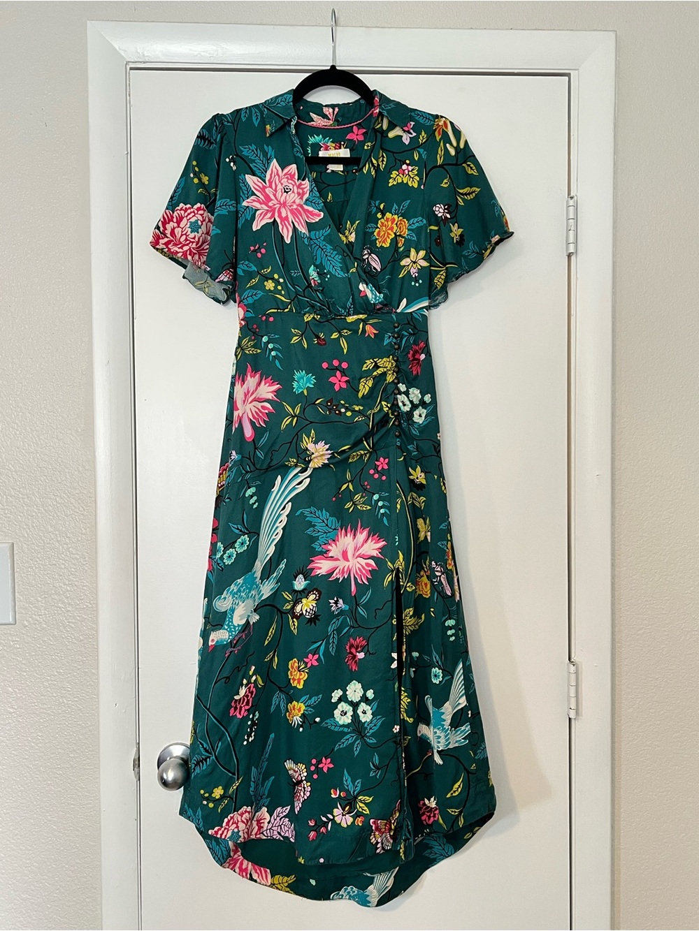Anthropologie - Maeve - Buttonfront Shirt Dress - Floral Bird Print - US 0